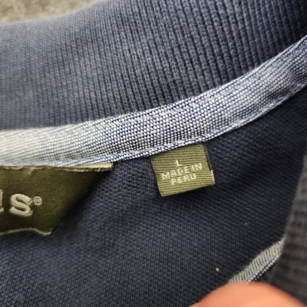 Vintage Orvis Polo Shirt Large Blue Cotton Pique Side Vents Heavy American Flag - Picture 6 of 6